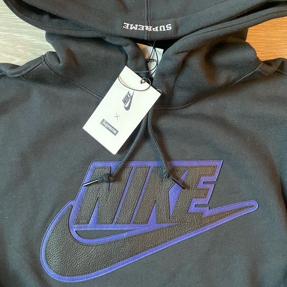 NWT Black/Purple Nike x Supreme Logo Hoodie Small - Picture 5 of 5